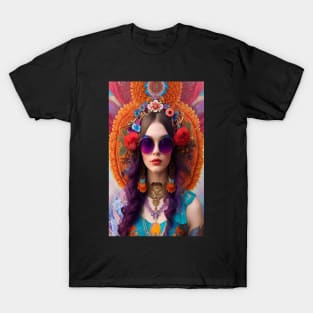 Bohemian psychedelic peace flower power girl art T-Shirt